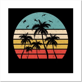 80s Sunset Palm Trees Posters and Art